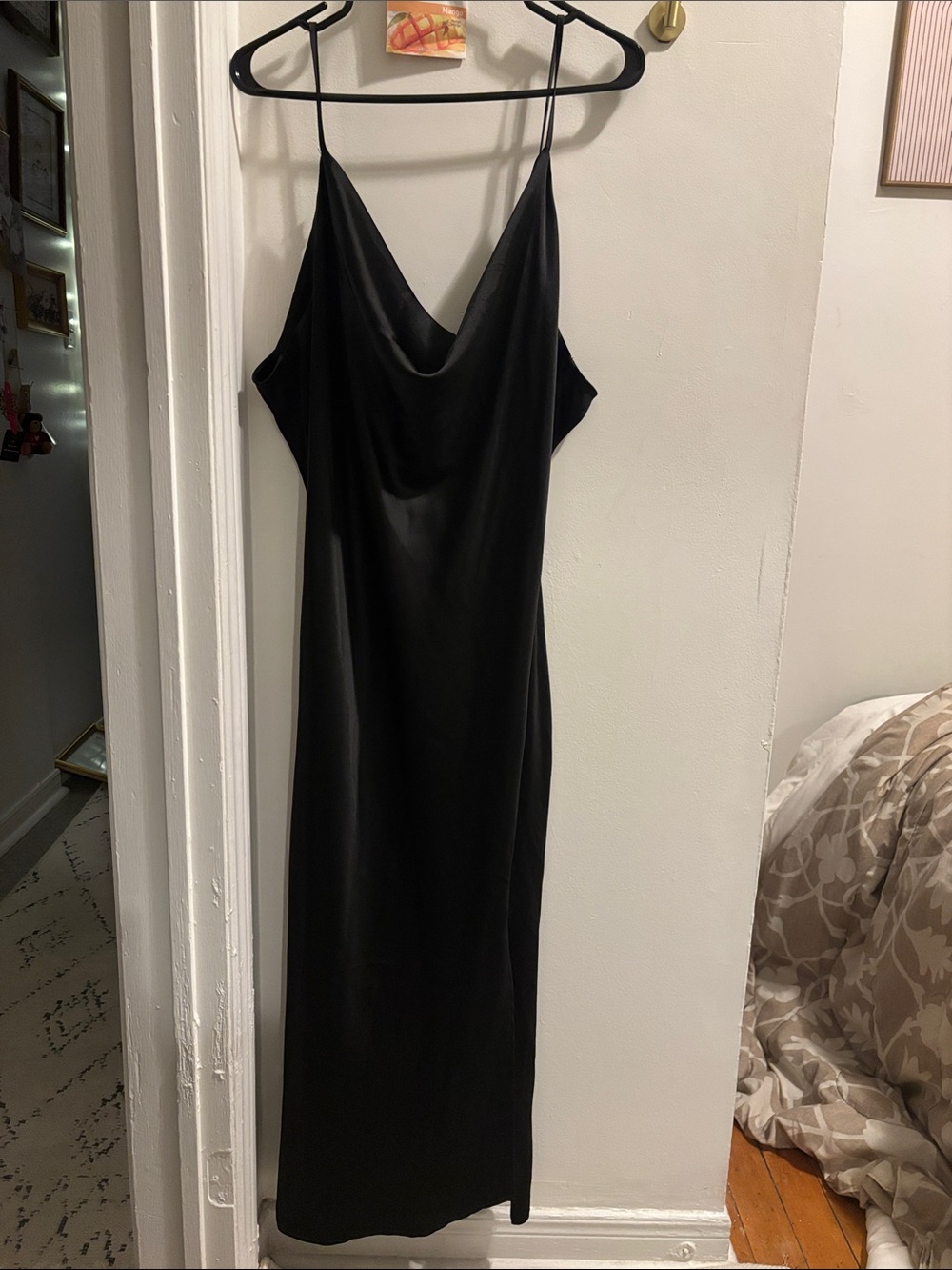 Forever 21 Black Cowl Neck Slip Midi Dress